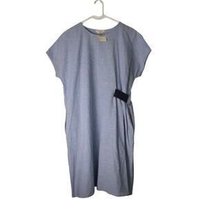 NWT linen blend dress Giordano light blue denim look a like medium